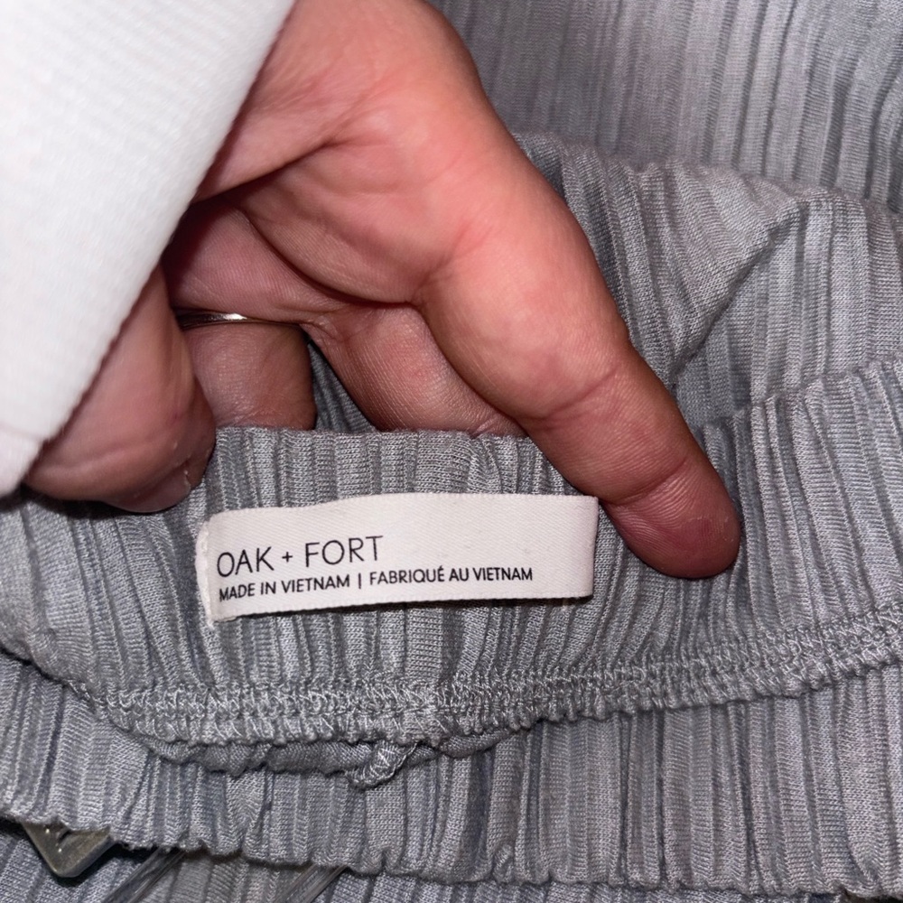 Oak + Fort Misty Blue Ribbed Lounge Pants | Elastic Waist | Small - Picture 5 of 9